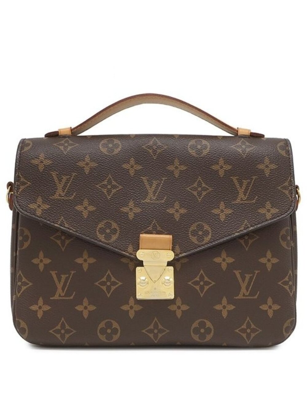 Louis Vuitton 2-Way Bag Pochette Metis MM Monogram Canvas Gold Brown Shoulder